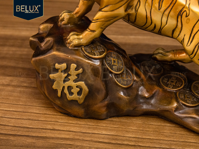 Tượng Hổ Chữ Phúc bằng đồng decor 22x10x17cm